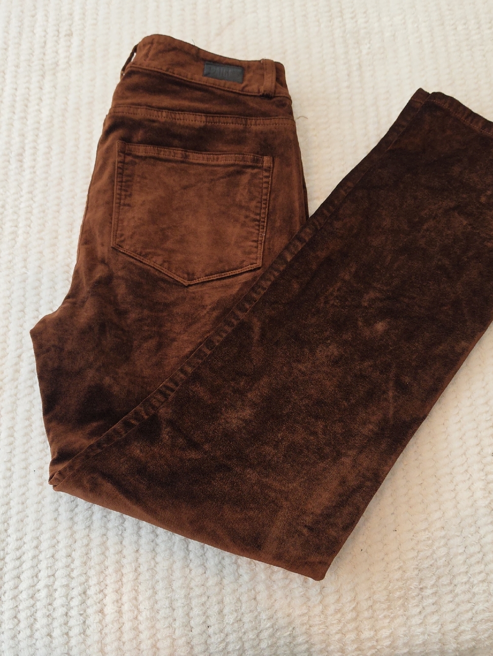 Paige Dark Brown Velvet-Look Jeans